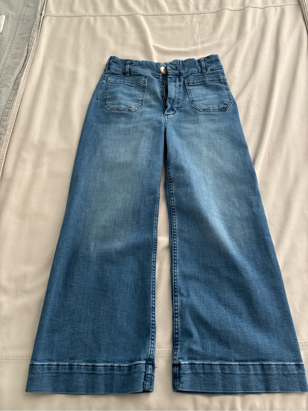 Maeve Collette Wide-Leg Jeans in Medium Blue Wash